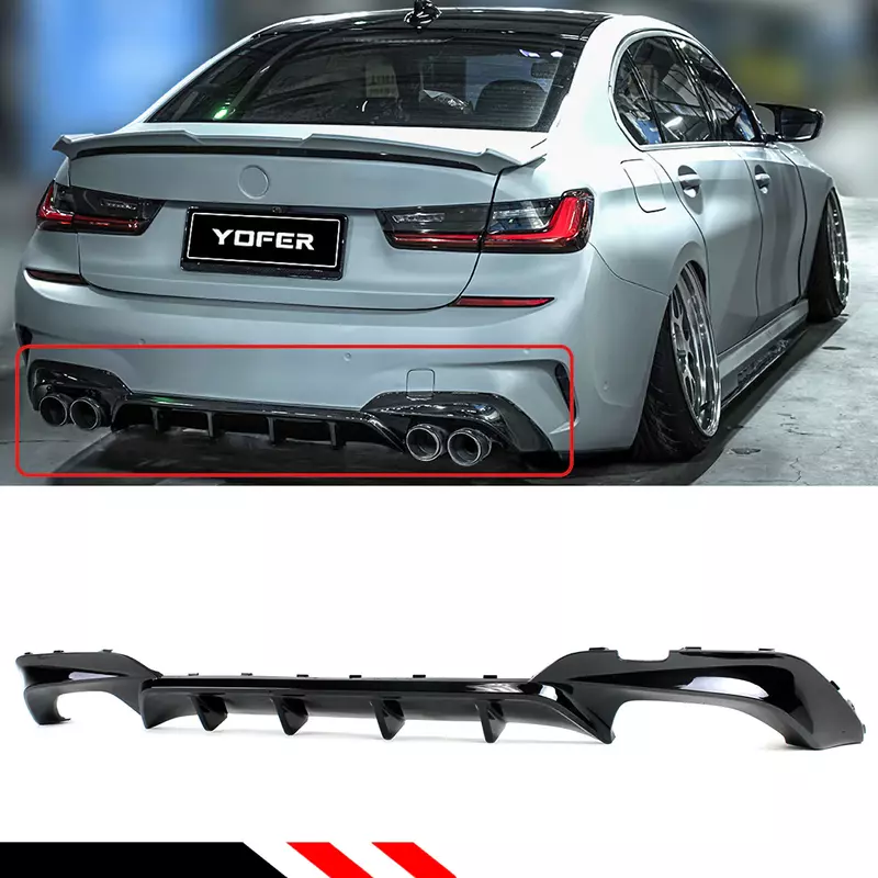 Glossy Black Rear Diffuser for BMW G20 3 Series (2019–2022)