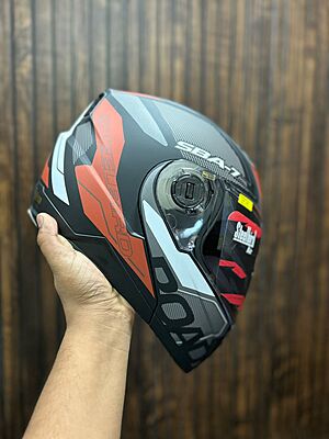 STEELBIRD SBA-7 ISS ROAD GLOSSY BLACK/METTALIC RED C/V (XL)