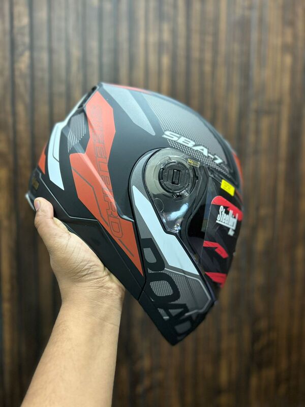 STEELBIRD SBA-7 ISS ROAD MATT BLACK/METTALIC RED C/V (L)