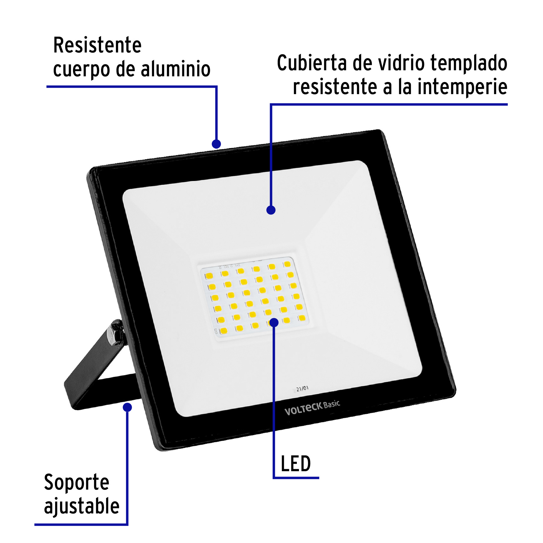 Reflector LED para exteriores 30W 3000K, VOLTECK BASIC - REF-402LC / 28091