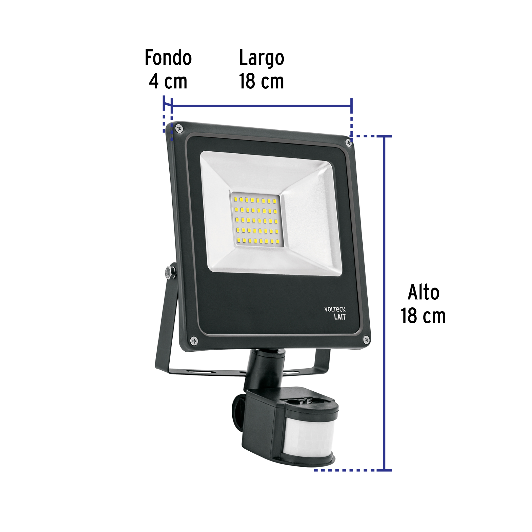 Reflector LED para exteriores 20W 6500K con sensor, VOLTECK - 48229 - REF-901L - Caja con 2 Pieza – Master 4