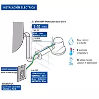 Regadera eléctrica, 4 temperaturas, 16.5cm, azul, Foset - REGEL-6A / 40239