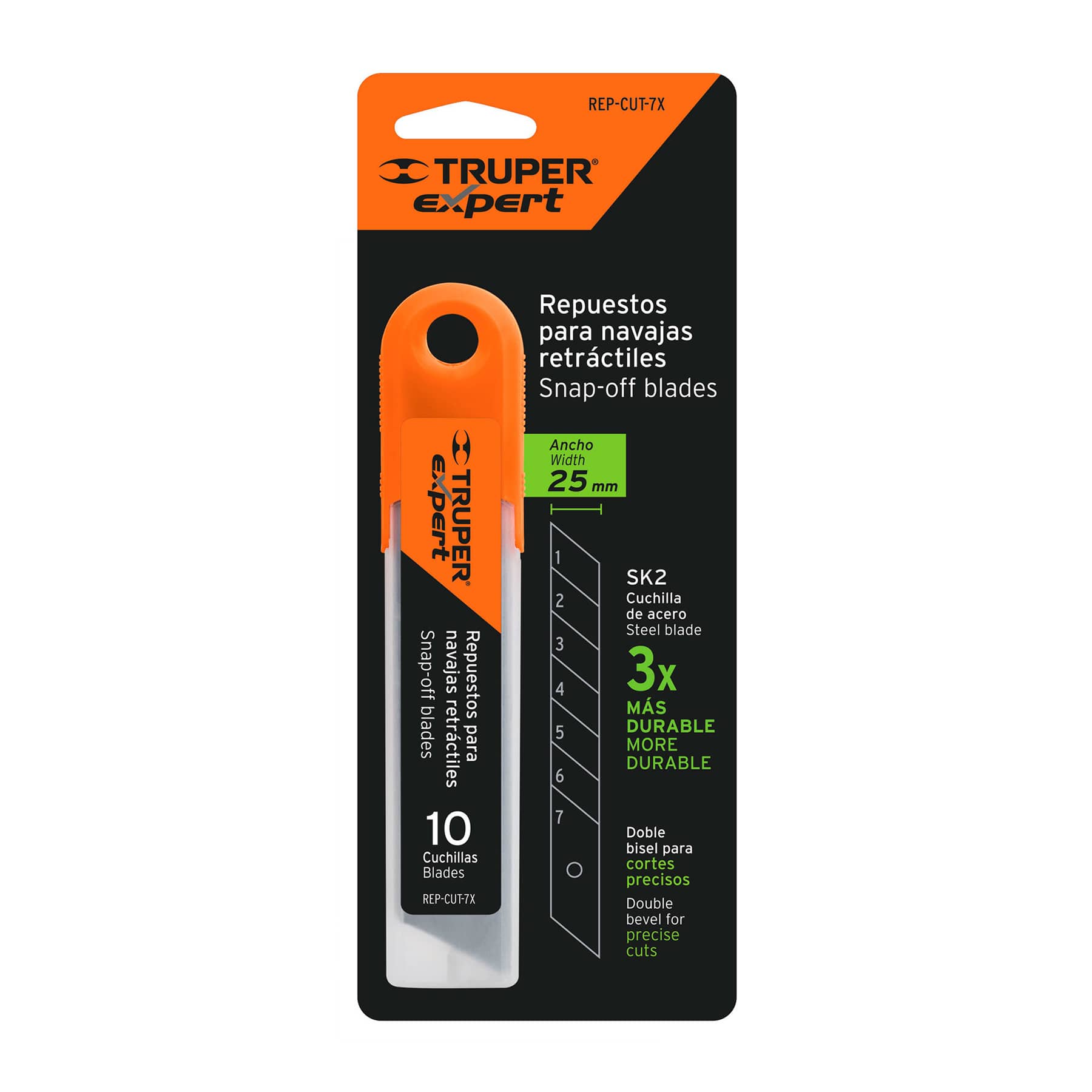 Estuche con 10 cuchillas SK2 de 25 mm para cutter, Expert - REP-CUT-7X / 100130