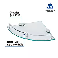 Juego de 4 repisas esquineras de vidrio, Foset - RES-4V / 47906