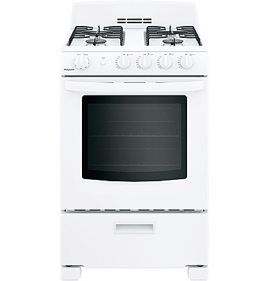 Hotpoint® RGAS300DMWW 24" Front-Control Free-Standing Gas Range with Large Window