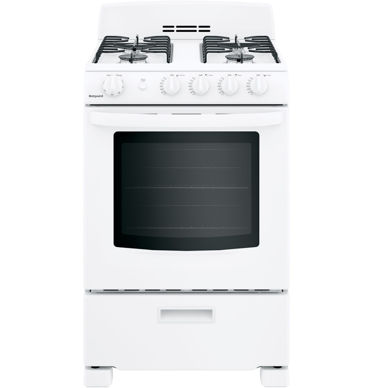 Hotpoint® RGAS300DMWW 24" Front-Control Free-Standing Gas Range with Large Window Hotpoint® RGAS300DMWW 24" Front-Control Free-Standing Gas Range with Large Window