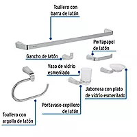 Juego de accesorios para baño, cromado, 6 piezas, Riviera - RIA-7000 / 45211