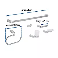 Juego de accesorios para baño, cromado, 6 piezas, Riviera - RIA-7000 / 45211