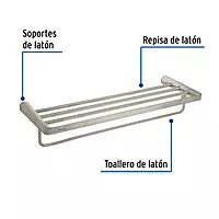 Toallero repisas portatoalla, satinado, línea Riviera - RIA-78N / 45225