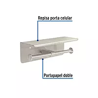 Portarrollo doble en satín con soporte para celular, Foset - RIA-85N / 46357