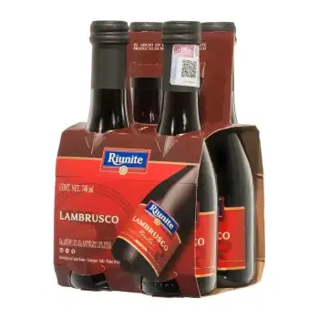 RIUNITE LAMBRUSCO VINO TINTO 4 PZAS DE 187 ML C/U