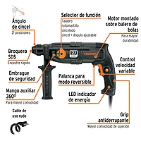 Rotomartillo SDS Plus 2 Joules 650 W, industrial, Truper - ROEL-20N / 16762