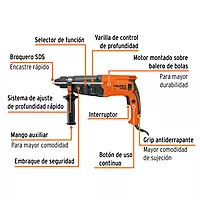 Rotomartillo SDS Plus 3.2 Joules, 800W, TRUPER PRO, 103066 - ROEL-30A