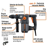 Rotomartillo SDS Plus 6 Joules 1600 W, industrial, Truper - ROEL-60N / 19323