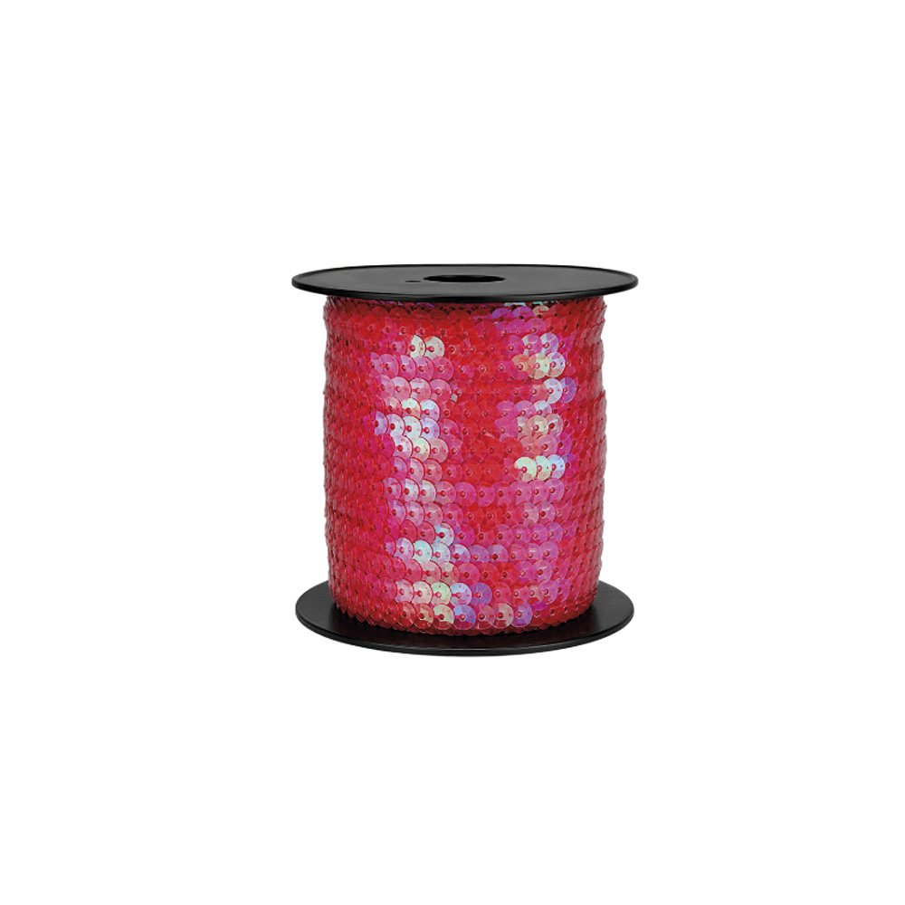 Lentejuela Lisa Rojo irisado Rollo X 100 Yds