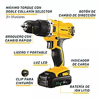 Rotomartillo 1/2', 20V, 1 batería 2Ah, PRETUL, 26117 - ROTI-20P2