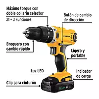 Kit rotomartillo 1/2', 20V, 32 accesorios, PRETUL, 29000 - ROTI-20P2K