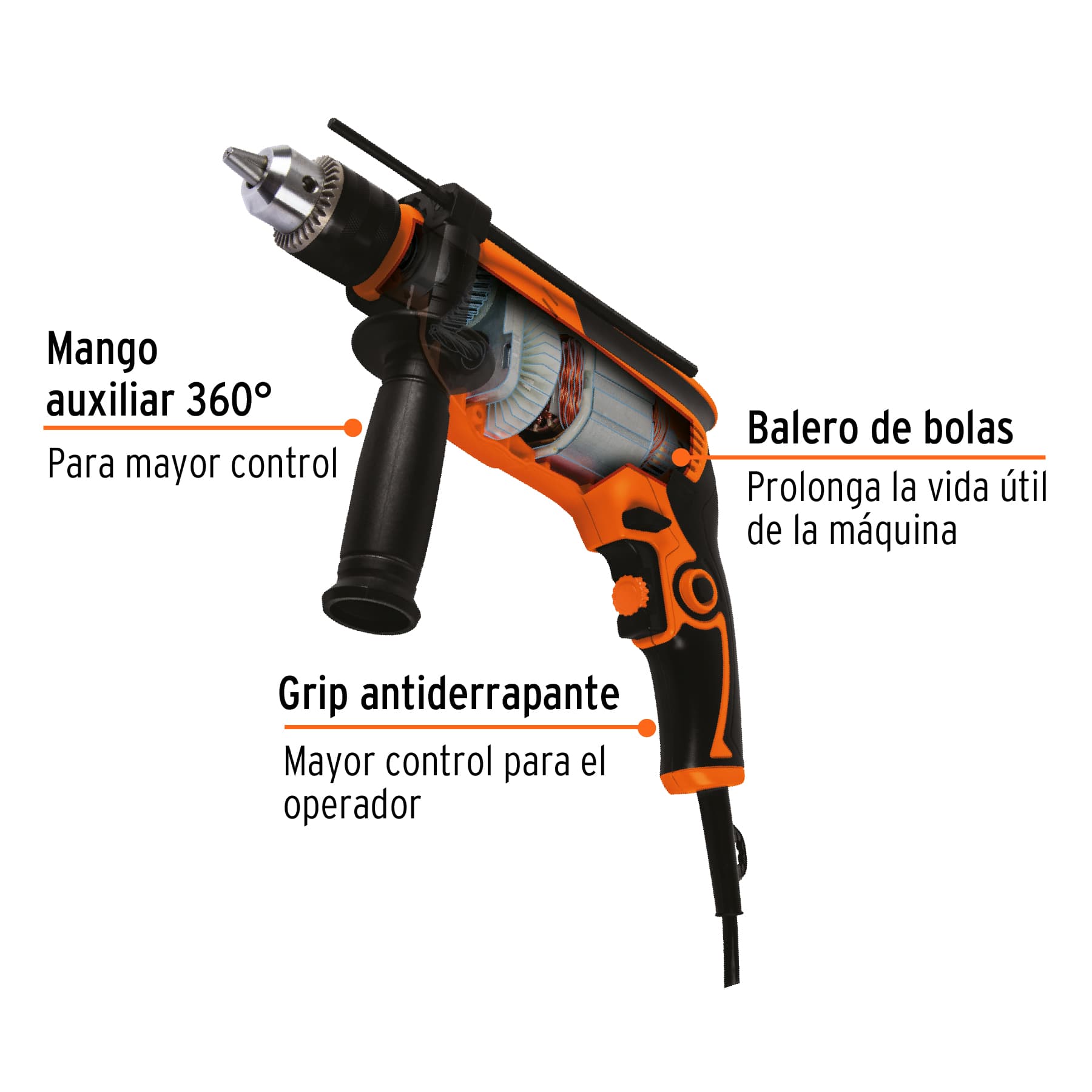 Rotomartillo 1/2' 750 W, profesional, Truper - ROTO-1/2A8 / 14658