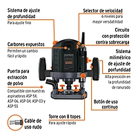 ROU-NX2 Rebajadora industrial 2-1/2 HP Truper