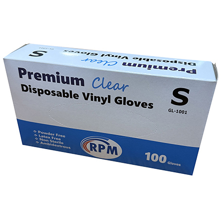 RPM Vinyl Powder Free Glove Clear - Small 10/100CS