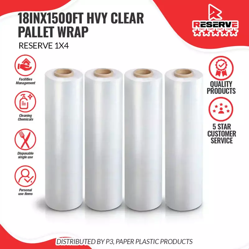 Pallet Wrap 18"x1500" HVY Clear Reserve 4/1
