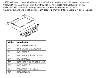 Roll Tray Kit 21" Roll Tray Kit 21"