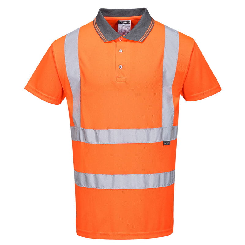 Portwest RT22 - Hi-Vis Short Sleeved Polo RIS Orange Portwest RT22 - Hi-Vis Short Sleeved Polo RIS Orange