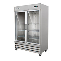 Congelador acero inoxidable 2 puertas de cristal