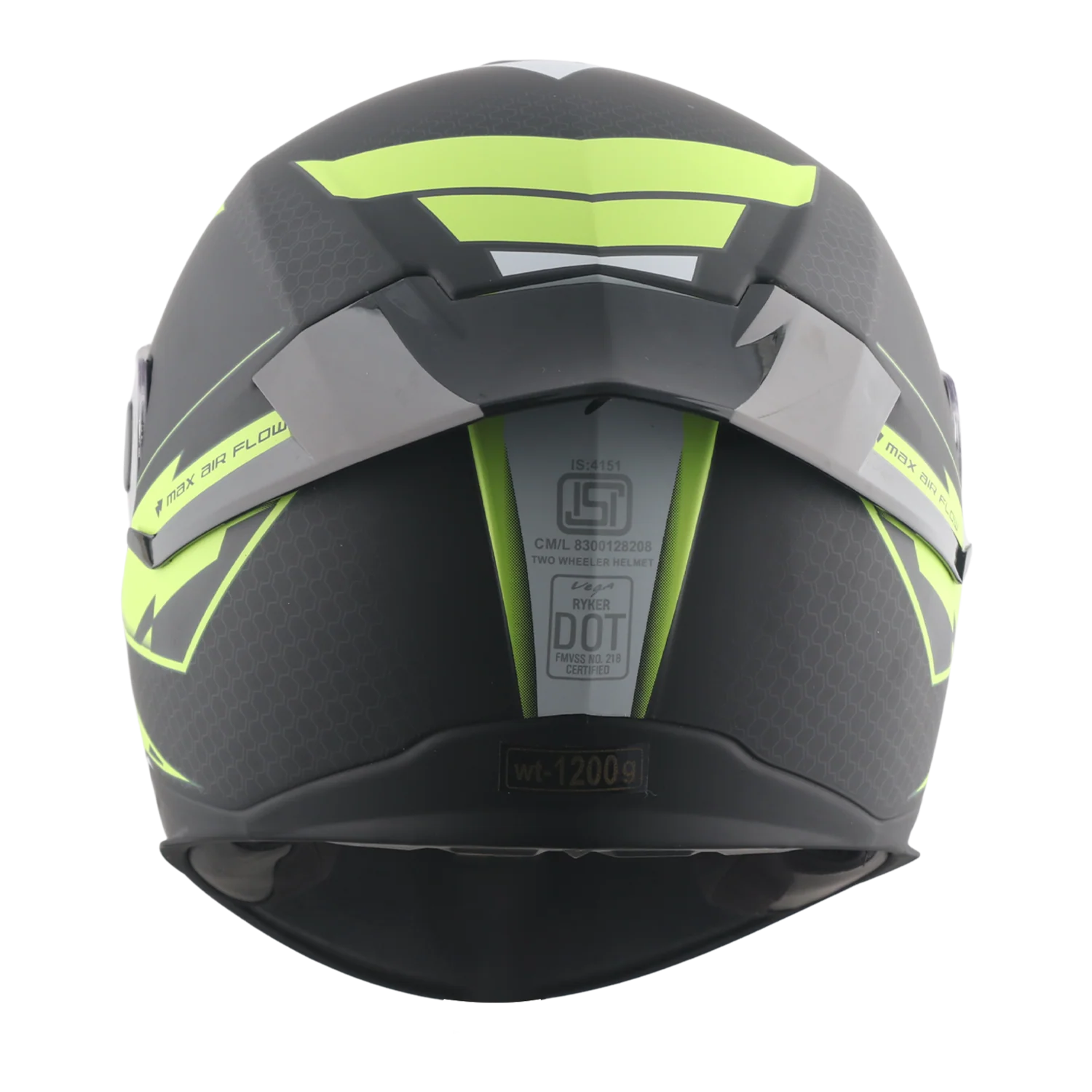 VEGA RYKER D/V BOLDER DULL BLACK NEON YELLOW (M)