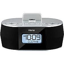 Radio-réveil FM stéréo à double charge iHome iDL95 avec station d'accueil Lightning et charge/lecture USB pour iPad, iPhone, iPod
