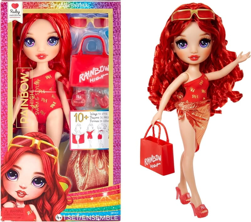 Rainbow High Swim & Style Ruby, Red 11" Fashion Doll