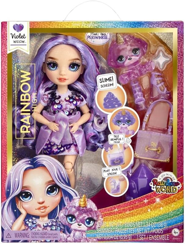 Rainbow High Violet (Purple) with Slime Kit & Pet - Purple 11" Shimmer Doll