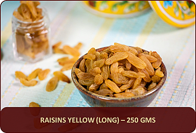 Raisins (Yellow - Long) - 250 Gms
