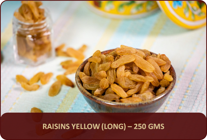 Raisins (Yellow - Long) - 250 Gms
