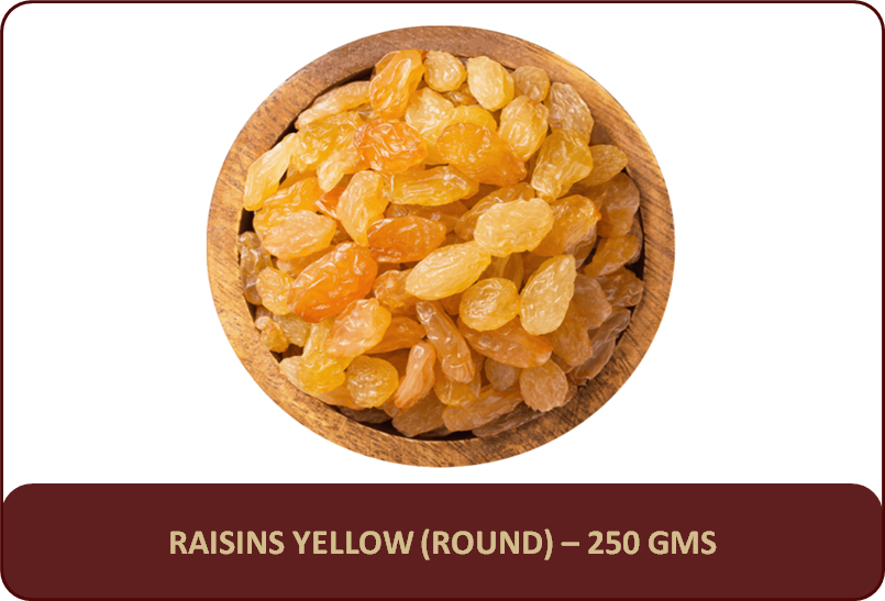 Raisins (Yellow - Round) - 250 Gms