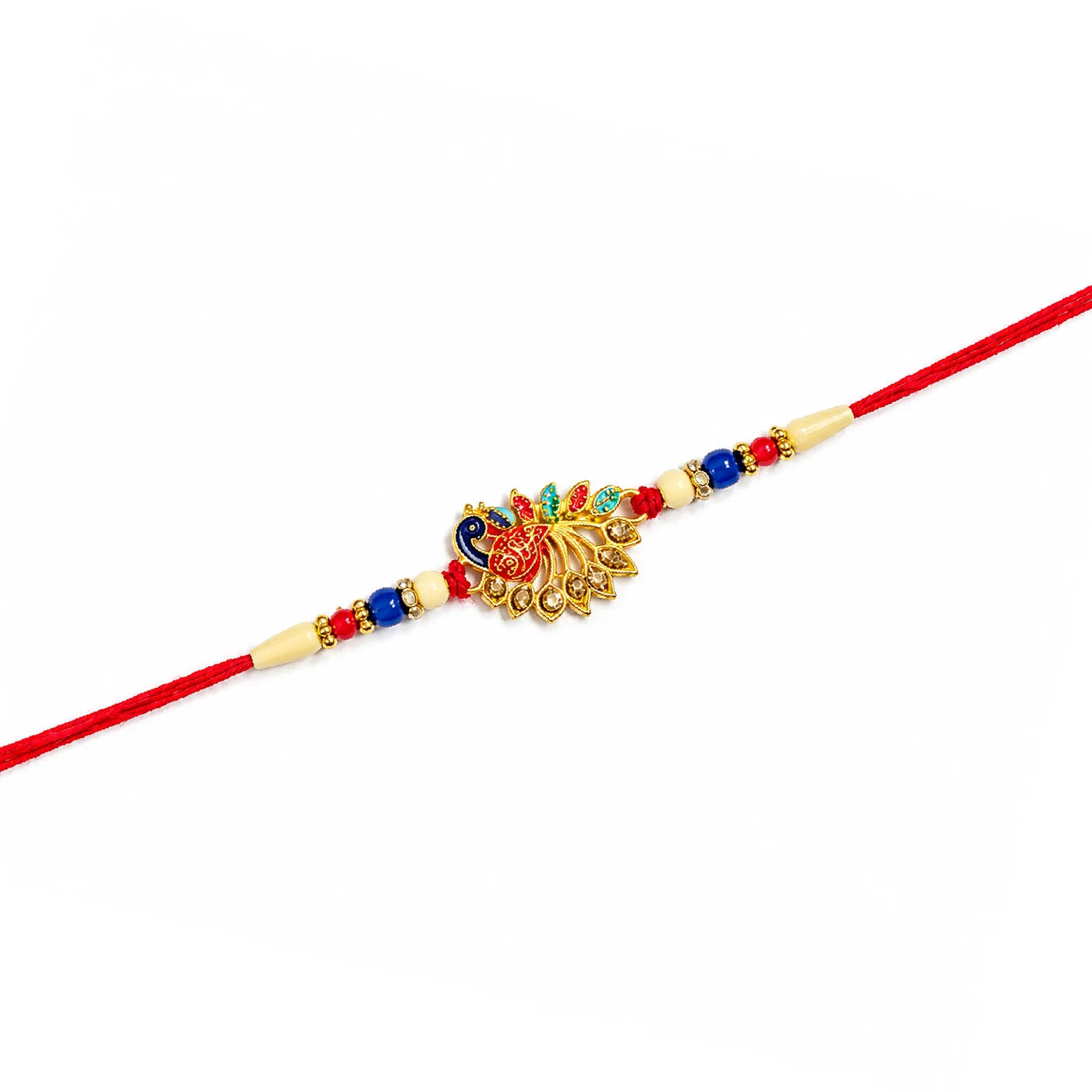 Colorful Peacock Designer Rakhi for Brother with Stones