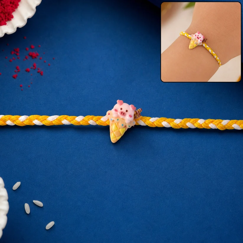 Cute Pig Ice Cream Rakhi for Kids – Designer Cartoon Rakhi for Brothers & Raksha Bandhan