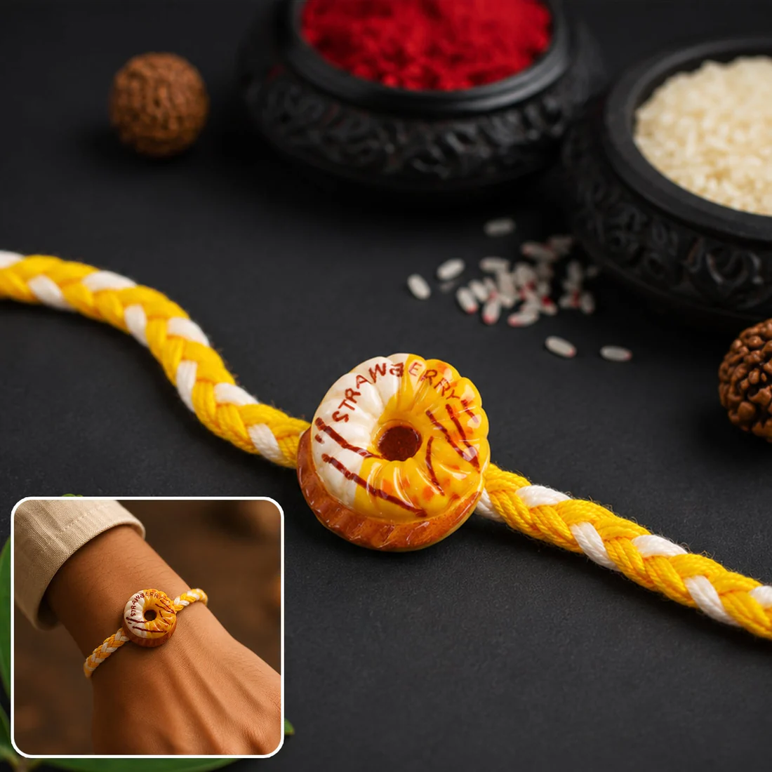 Cute Donut Charm Rakhi for Brother – Fun Designer Kids Rakhi