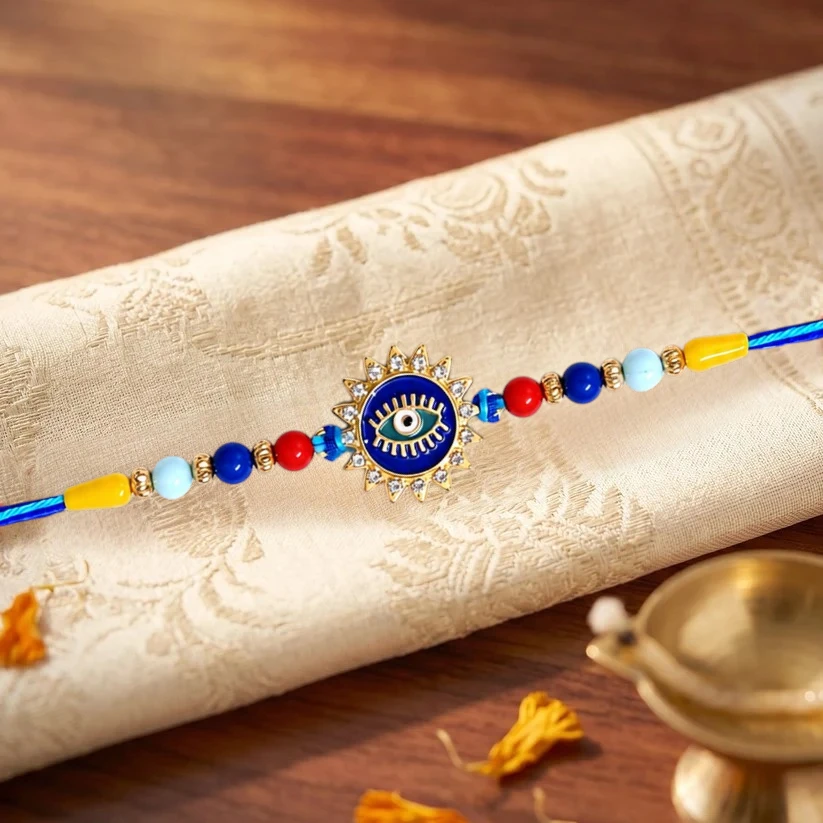 Evil Eye Sun Rays Rakhi for Brother | Designer Protective Raksha Bandhan Rakhi