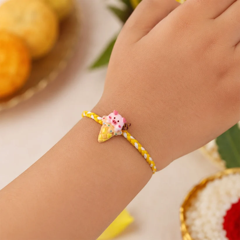 Cute Pig Ice Cream Rakhi for Kids – Designer Cartoon Rakhi for Brothers & Raksha Bandhan