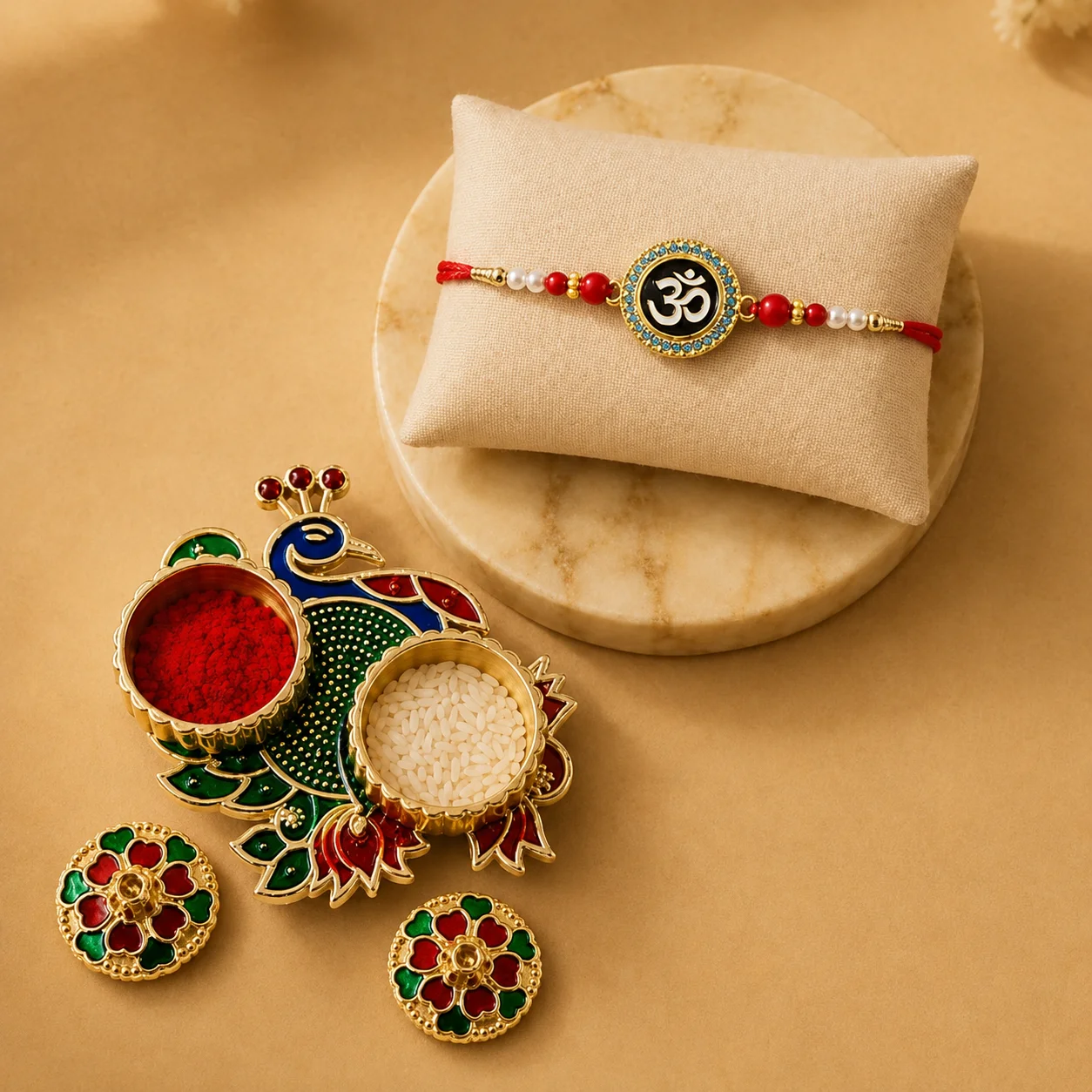 Om Beaded Rakhi for Brother – Traditional Designer Rakhi