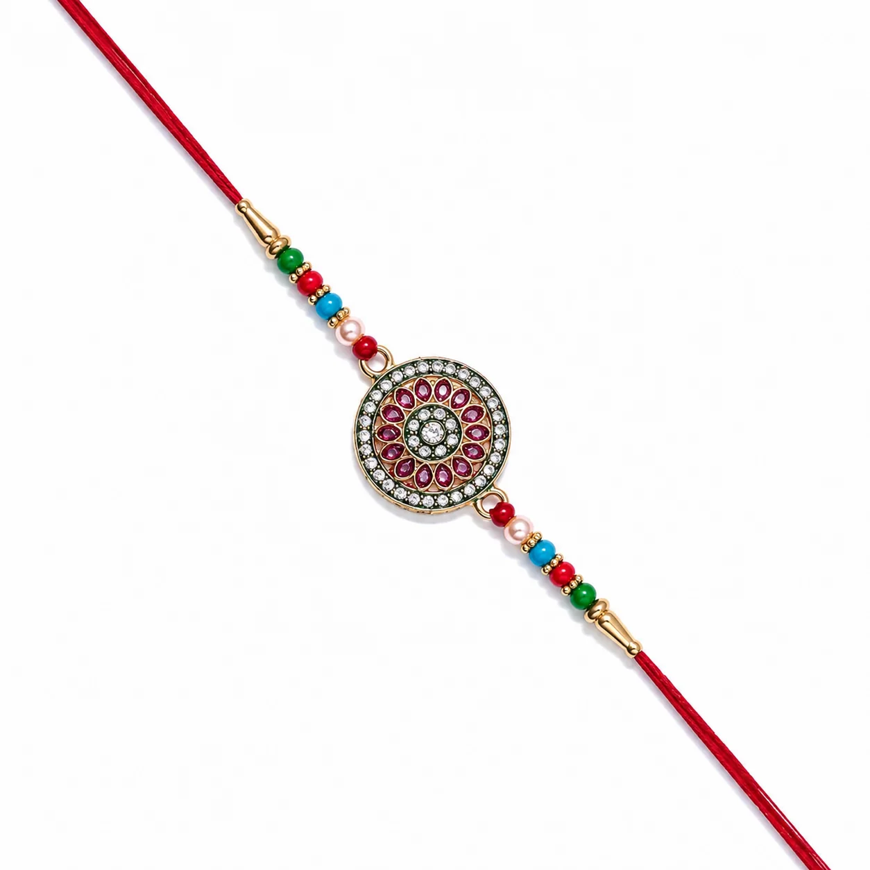Royal Designer Kundan Rakhi for Brother | Premium Golden Beads Raksha Bandhan Rakhi