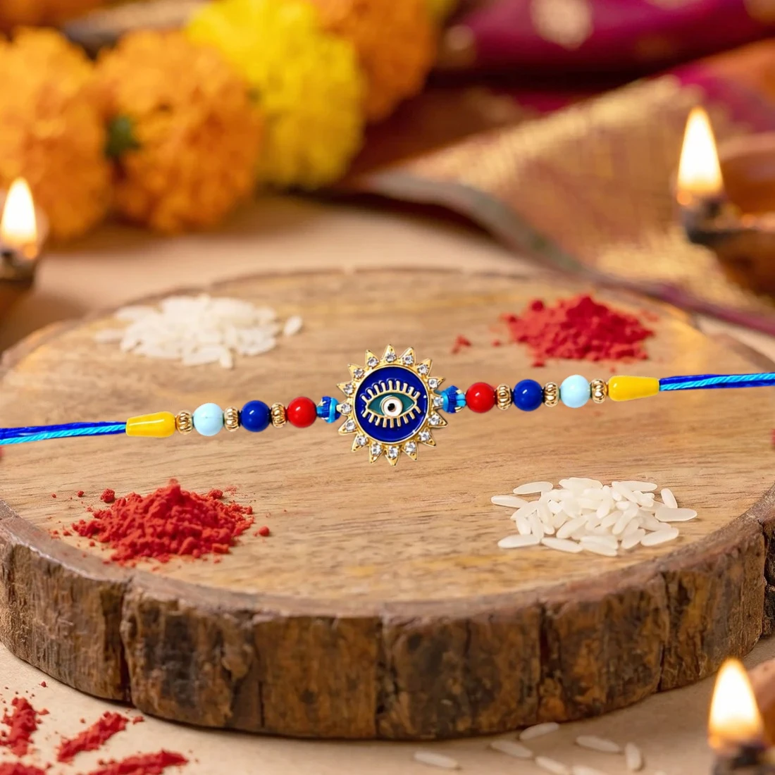 Evil Eye Sun Rays Rakhi for Brother | Designer Protective Raksha Bandhan Rakhi