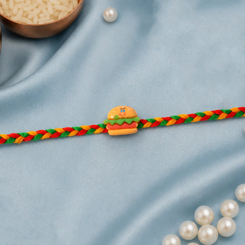 Cute Burger Charm Rakhi for Brother – Fun Designer Kids Rakhi