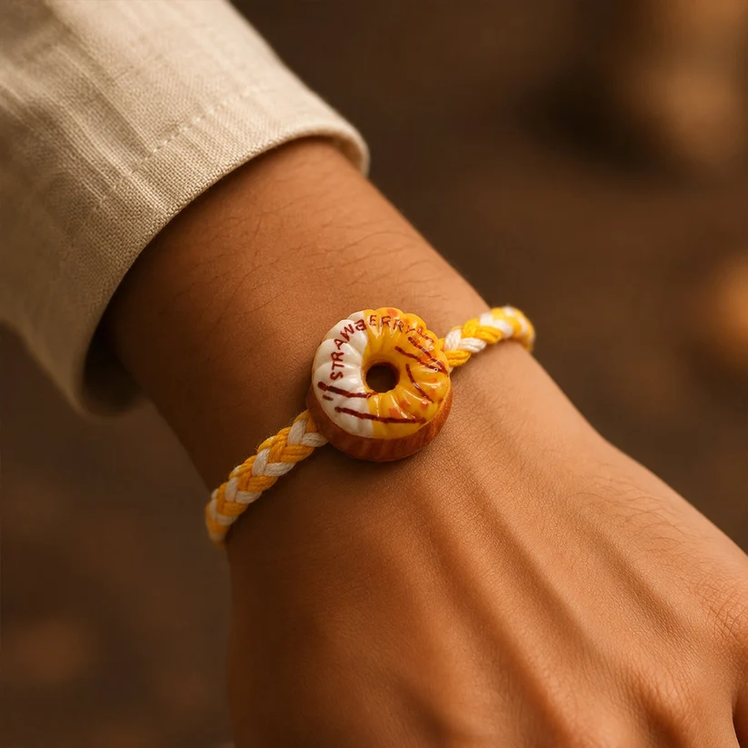 Cute Donut Charm Rakhi for Brother – Fun Designer Kids Rakhi