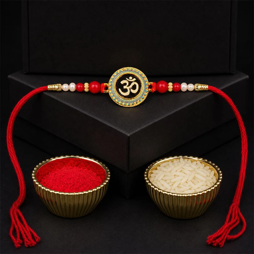Om Beaded Rakhi for Brother – Traditional Designer Rakhi