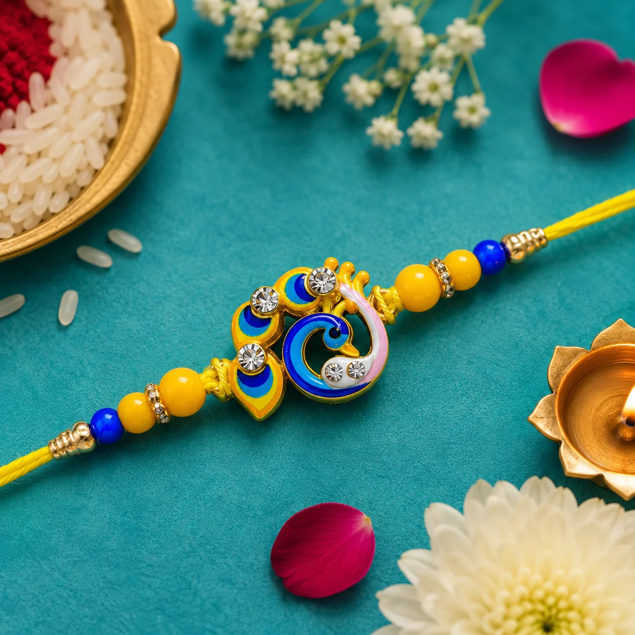 Colorful Peacock Rakhi for Brother | Designer Raksha Bandhan Rakhi