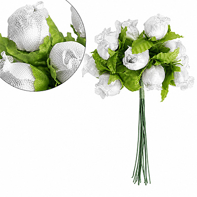 Ramitos Rosas B-87 Plata Hoja Verde Paquete X 12 Unidades 