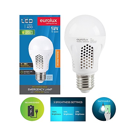 Rechargeable 5W E27 LED Lamp Warm White Rechargeable 5W E27 LED Lamp Warm White