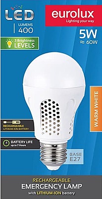 Rechargeable 5W E27 LED Lamp Warm White Rechargeable 5W E27 LED Lamp Warm White